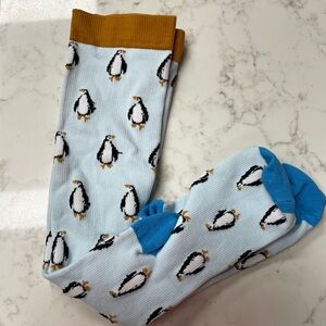 Penguin Patterned Blue Socks knee high